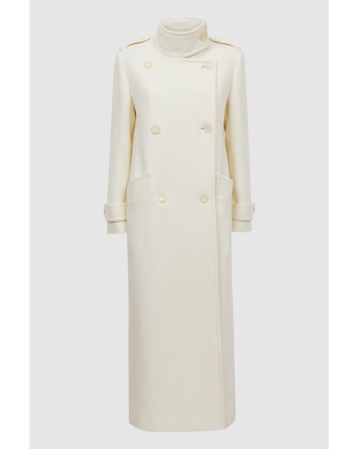 Reiss White Taylor - Atelier Oversized Wool Double Breasted Long Coat