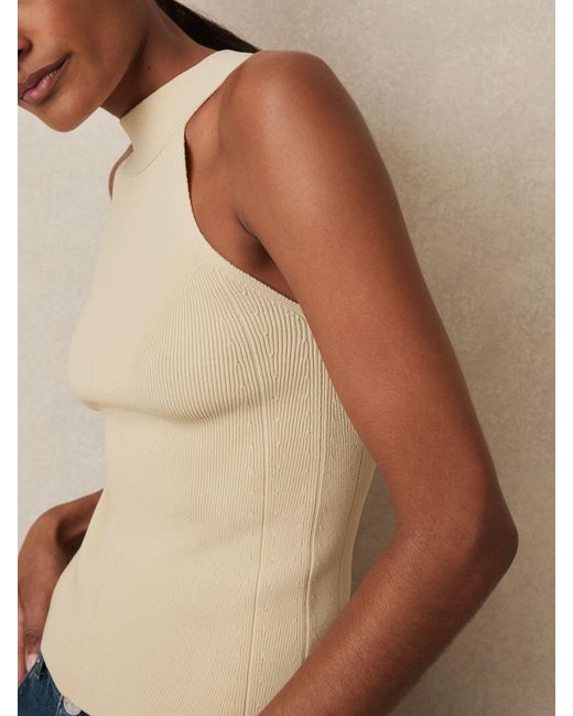 Reiss Blue Lacey Rib Knit High Neck Vest