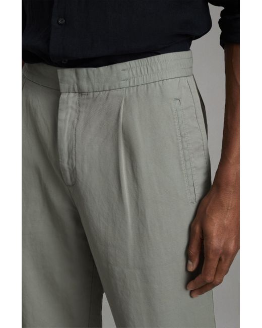 Reiss Gray Pact - Pistachio Relaxed Cotton Blend Elasticated Waist Trousers for men