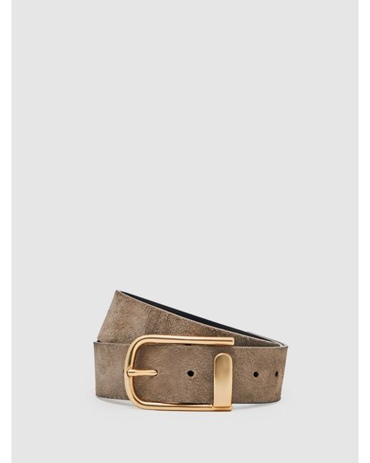 Reiss Natural Suede Half Keeper Belt
