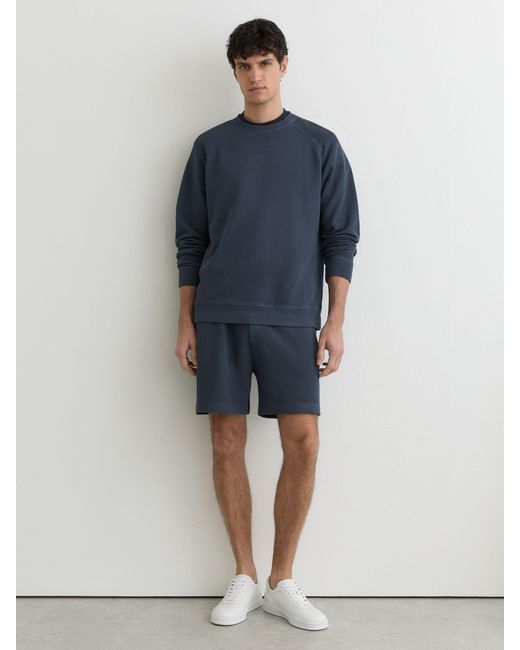 Reiss Drift - Airforce Blue Cotton-piqué Garment-dyed Sweatshirt, M for men