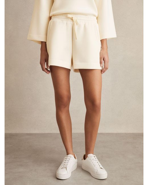Reiss Natural Jodie - Buttermilk Cream Modal-blend Interlock Jersey Shorts, S