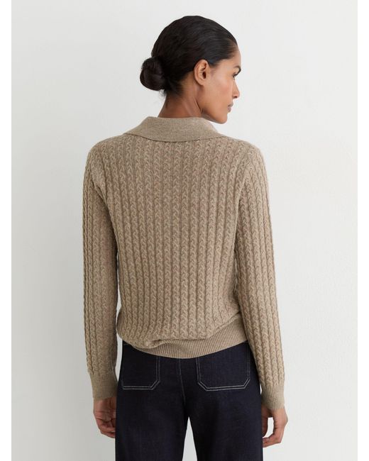 Reiss Natural Wool-Cashmere Cable-Knit Collared Jumper