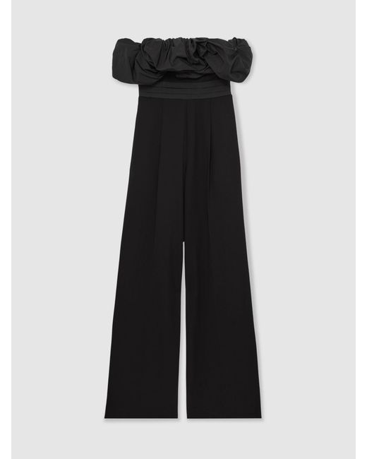 Reiss Blue Sculptural Strapless Wide-Leg Jumpsuit
