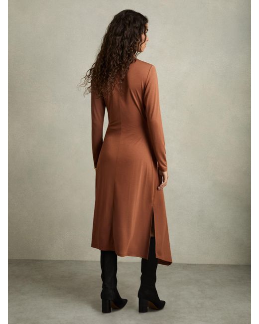 Reiss Natural Petite Draped Jersey Midi Dress