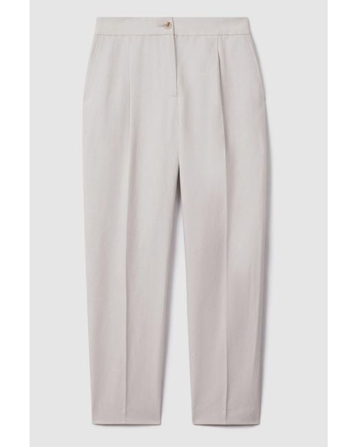 Reiss Natural Farrah - Light Grey Blend Tapered Suit Trousers, Us 6