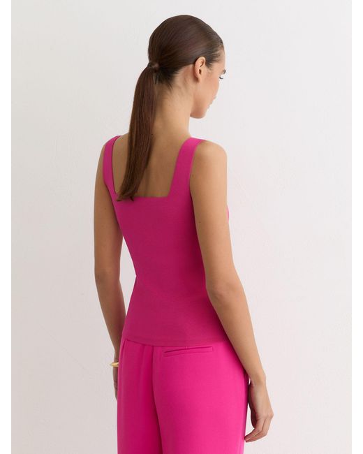Reiss Fion - Hot Pink Square-neck Compact-knit Vest, L (us 12-14)