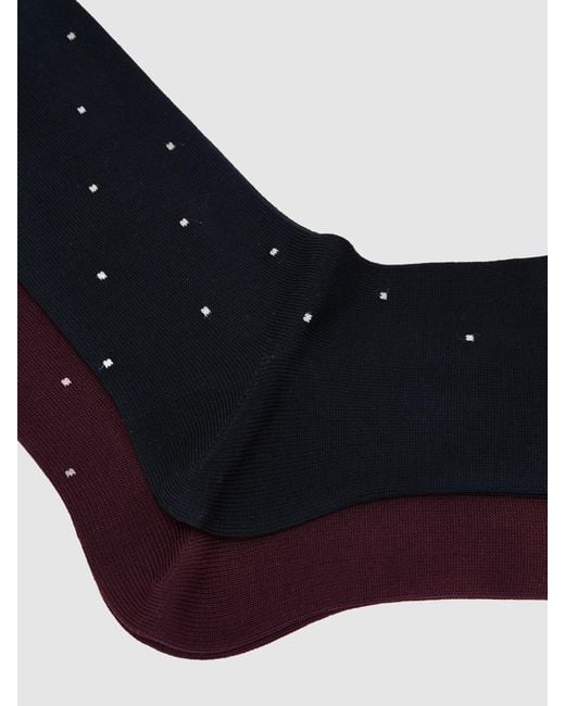 Reiss Purple Bordeaux Mario 2 Pack 2 Cotton-Blend Polka-Dot Socks, S & M for men