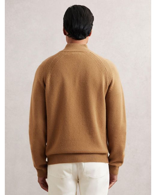 Reiss Natural Charming - Camel Wool And Cashmere Half-zip Jumper, M for men