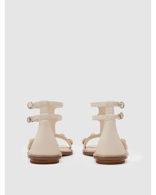 Reiss Black Leather Studded Flat Sandals