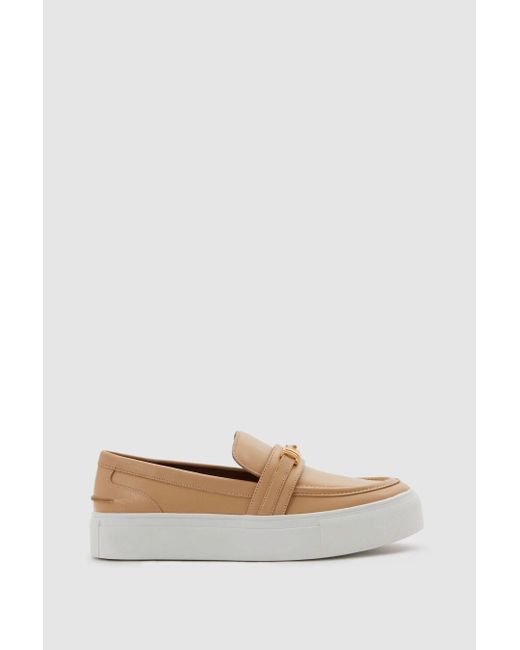 Reiss Natural Adelina - Neutral Leather Loafer Trainers