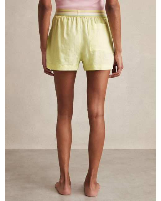 Reiss Natural Linen-Blend Contrast-Waist Boxer Shorts