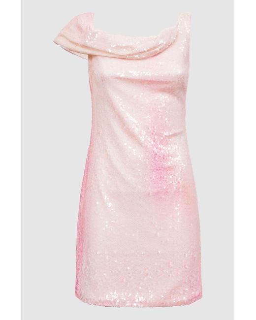 Reiss Pink Lydia - Abstract Sorbet Halston Sequin Fitted Mini Dress
