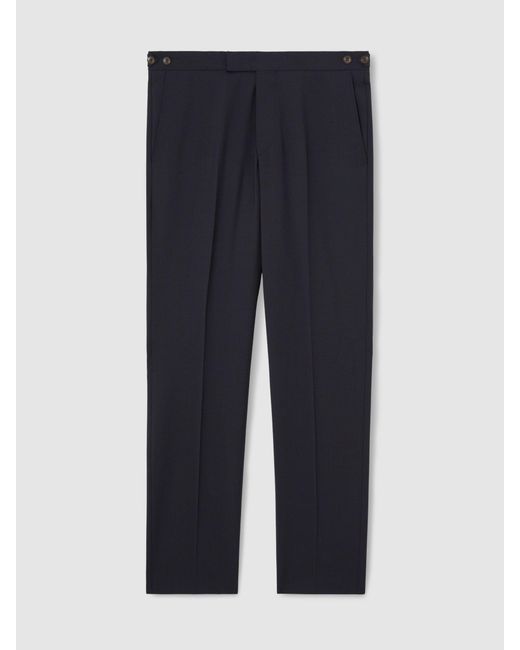 Reiss Blue Promise - Navy Tailored Fit Wool-blend Suit Trousers, 36w X 31l (uk 36 R) for men
