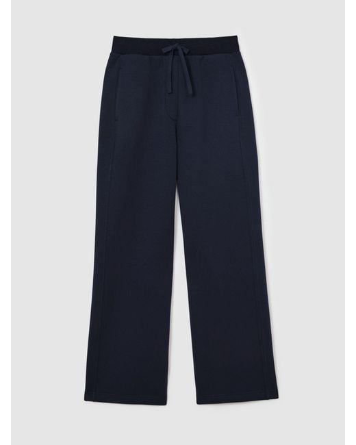 Reiss Blue Premium Interlock Wide-Leg Joggers