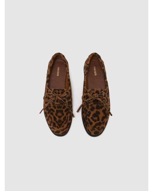 Reiss Natural Suede Flat Boat Shoes