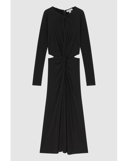 Reiss Faye - Black Twist Cut-out Midi Dress