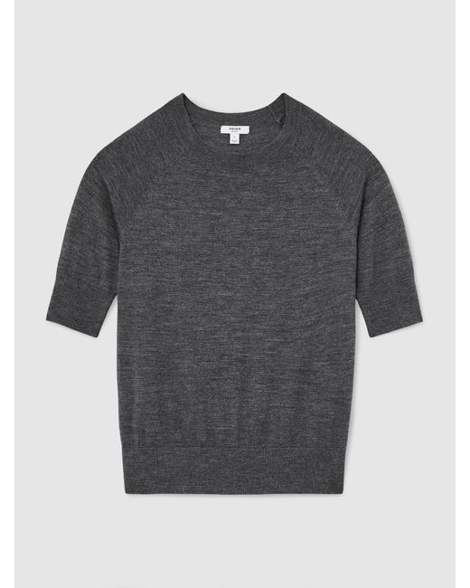 Reiss Black Merino Wool Crew-Neck T-Shirt