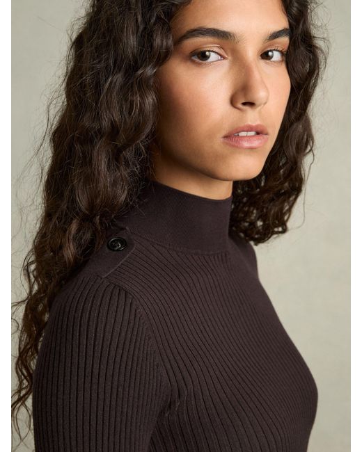 Reiss Natural Rib-Knit High-Neck Top