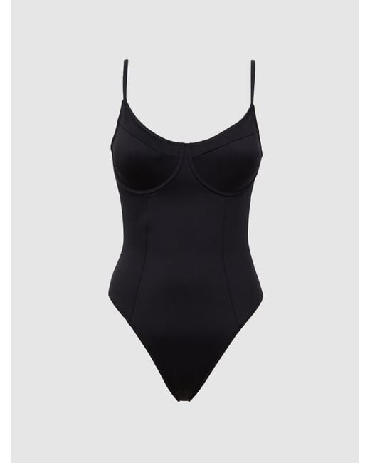 GOOD AMERICAN Blue Black Compression Swimsuit