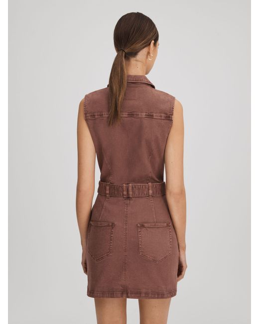 brown denim mini dress L by Ladida Brown Denim Short Sleeve Dress 4 main image 0