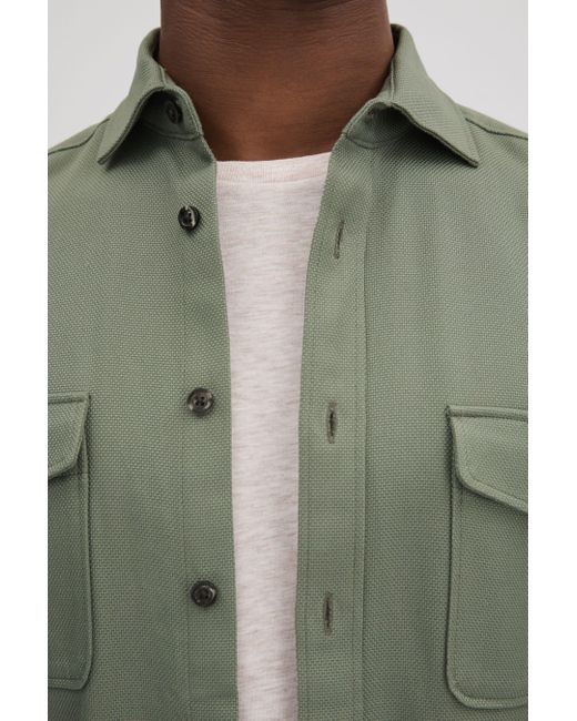 Reiss Green Arlo - Pistachio Cotton Canvas Overshirt for men