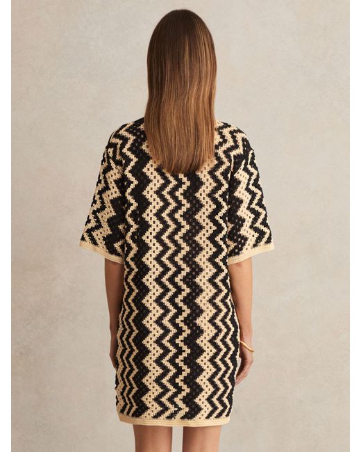 Reiss Natural Cream Cotton Patterned Crochet Dress