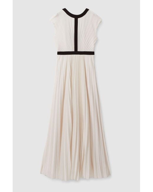 Reiss Natural Harley - White Pleated Maxi Dress
