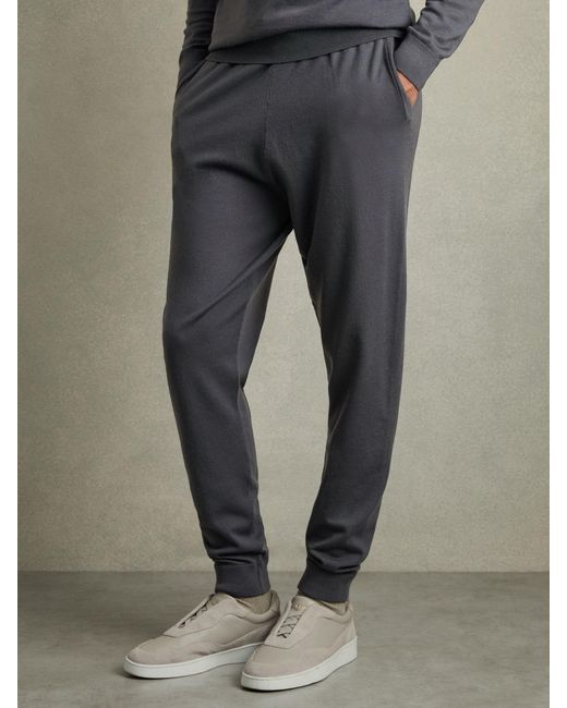 Reiss Gray Billings - Blackened Blue Merino-blend Stretch Joggers, L for men