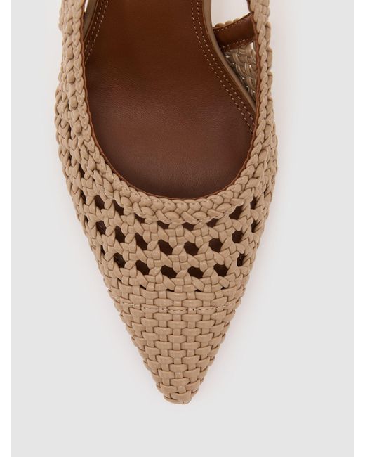 Reiss White Woven Leather Court Shoes