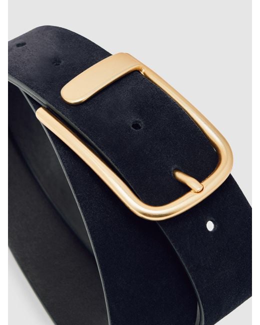 Reiss Black Iyla Leather Half Keeper Belt