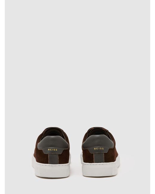 Reiss Brown Finley Leather Low-Top Trainers for men