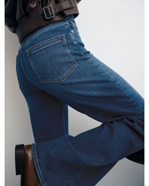 Reiss Blue Cotton- Wide-Leg Jeans