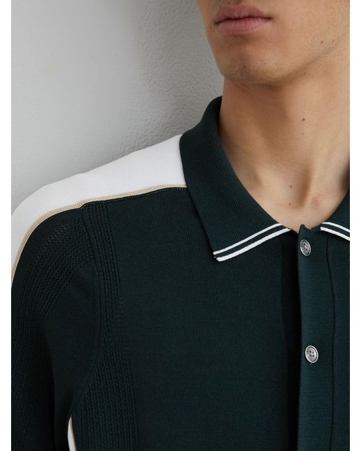 Reiss Gray Dark & Colour-Block Knit Button-Through Shirt for men