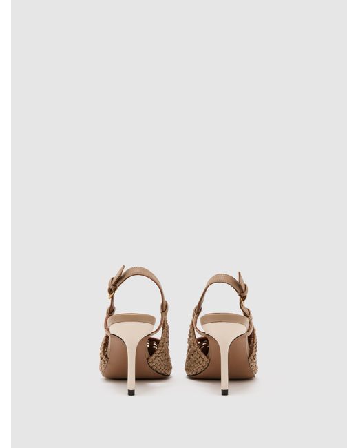 Reiss White Woven Leather Court Shoes