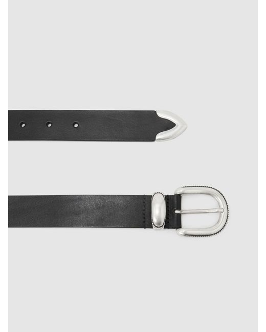 Reiss White Leather Western Belt for men