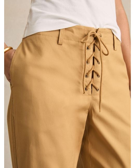 Reiss Natural Clement - Tan Lace-up Tapered Trousers, Us 4 R