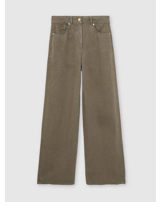 Reiss Multicolor Carmen - Khaki Green Lyocell-linen Wide-leg Trousers, Us 10 L