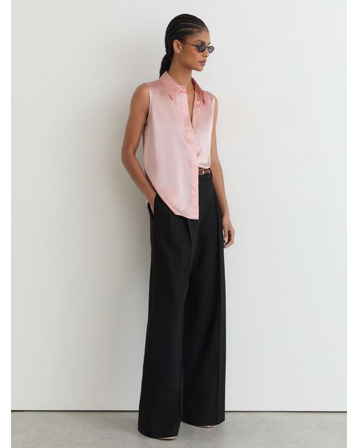 Reiss Pink Silk Sleeveless Shirt