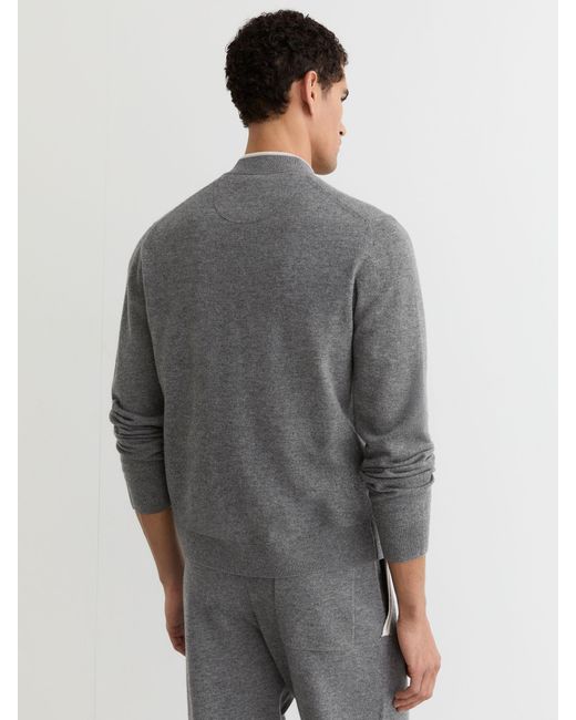 Reiss White Merino-Wool Zipped Bomber Cardigan for men