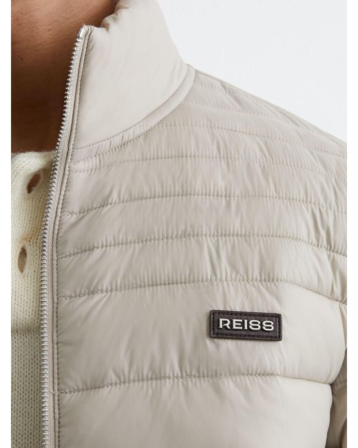 Reiss Natural Acer - Light Stone Quilted Zip-through Jacket, L for men