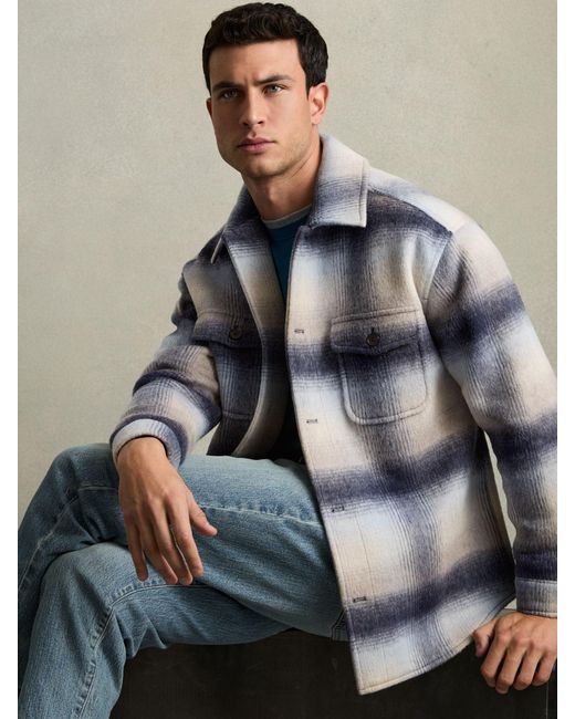 Reiss Multicolor Brushed Wool-Blend Check Overshirt for men