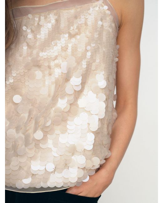 Reiss White Sequin Cami Top