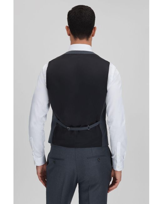 Reiss Humble - Airforce Blue Slim Fit Single Breasted Wool Waistcoat for men