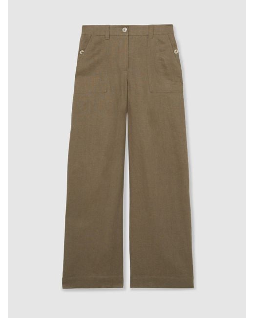 Reiss Natural Linen Wide Leg Trousers