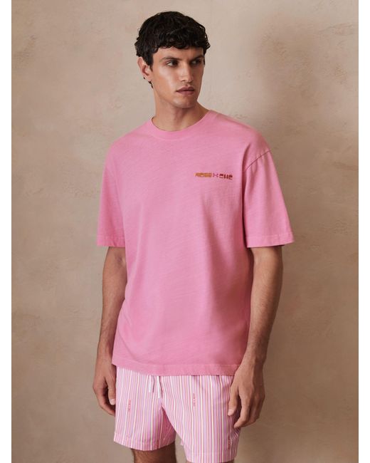 Pink Che Reiss Brava - Pink | Ché Cotton-linen Sunset T-shirt, Xl for Men | Lyst