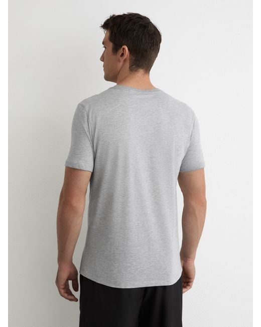 Reiss Gray Marl Bless Cotton Crew-Neck Tailored-Fit T-Shirt for men