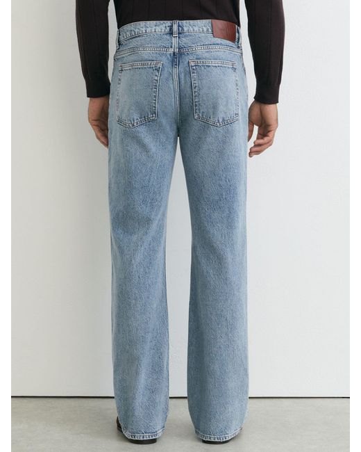 Reiss Blue Relaxed Flared-Leg Jeans for men