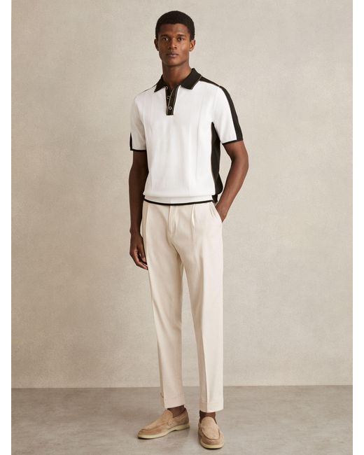 Reiss Natural Optic & Colour-Block Knit Polo Shirt for men
