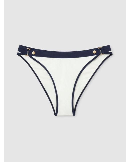 Reiss Blue Contrast Fixed-Side Bikini Bottoms